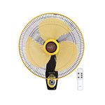 V Guard Finesta RW 400mm Remote 3 Blade Wall Fan (Yellow&Black) (yellow)