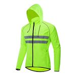 WOSAWE Packable Cycling Jacket Hooded Running Coat Lightweight Biking Windbreaker - Green - Medium