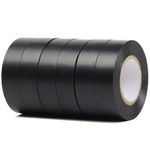 QILIMA Black Electrical Tape 19MM x 20M Pack of 6-Strong Self-Adhesive PVC Insulation Tape for Insulating, Repairing and Protecting Electrical Wires