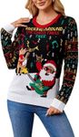 LUBOT 2024 Ugly Christmas Sweaters for Women Womens Christmas Sweater Cute Fuzzy Funny Tacky Holiday Parties Knitted Pullover Rock Music XL