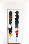 Jokari Over The Door 16 Hook Cap Rack. Self Adjustable Elastic Straps With Equally Spaced Tab Hooks To Store, Organize and Display Hats, Scarves or Other Accessories, and Save Closet Storage Space