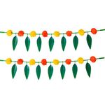 Set of 2 Artificial Toran Marigold Flower Garlands with Mango Leaf Door Toran Decorative Hanging Bandanwar for Indian Wedding Puja Festival Decoration (Size:-30'' /2.5 feet)(Yellow,Orange & Green)