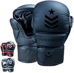 Revgear MMA Gloves Premier 7 Oz, MMA Sparring Gloves, Punching Gloves, Boxing Training Gloves, Heavy Bag Gloves for Men and Women, Strong Padding Protection and Grip (Black/Black, Large)