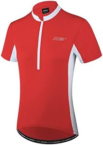 bpbtti Women's Half Zipper Short Sleeve Cycling Jersey Bike Biking Shirt with 3-Real Pockets (Red/White, X-Large)