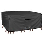 ULTCOVER 600D Tough Canvas Heavy Duty Rectangular Patio Table and Chair Cover - Waterproof Outdoor General Purpose Furniture Covers 111 x 74 inch, Black