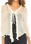 SHU-SHI Womens Sheer Shrug Ruffle C