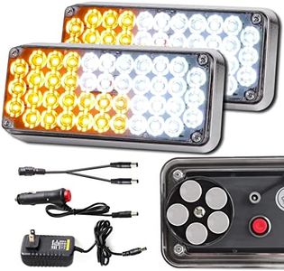 Upgraded 2pcs Magnetic Flashing Hazard Amber White Strobe Lights for Trucks Vehicles Wireless Surface Mount Rechargeable Portable 42 LED Trailer Tow Beacon Warning Overside Road Light 5Patterns