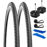 YUNSCM 2-PCS 700C Bike Tires 700 x 28C/28-622 and 700C Heavy Duty Bike Tubes Presta Valve with 2 Rim Strips Compatible with 700x26C 700x27C 700x28C 700x29C 700x30C Bike Bicycle Tires and Tubes(Y-786)