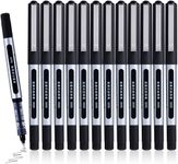 Liquid Ink Rollerball Pens, 12 Pack 0.5mm Stick Ballpoint Black Gel Pens for Adult Writing Note Taking School & Office Supplies