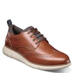 Nunn Bush Men's Stance Wingtip Oxford Brogue Detail Lightweight Comfortable Lace Up, Cognac, 8