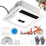 Bonoutil 4-in-1 Bathroom Exhaust Fan with Light and Heater 1800W Powerful Ventilation Bathroom Exhaust Fan with Heater 13.8in Panel Digital Display 3-Color LED Lighting Quiet (Style B, Ambient Light)