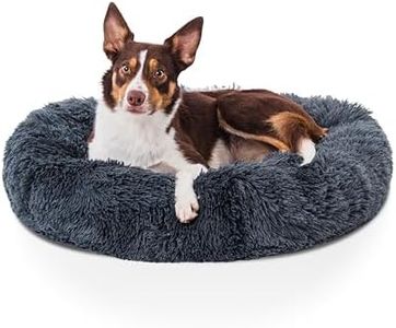 Woof & Whiskers Donut Dog Bed Dark Grey Medium 70cm – Calming Round Plush Pet Bed for Dogs & Cats | Anti-Anxiety Cuddler Bed, Non-Slip Base, Soft, Machine Washable (Dark Grey, 70cm)