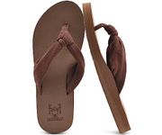 KuaiLu Flip Flops for Women with Arch Support Yoga Mat Comfortable Summer Beach Walking Thong Sandals Slip On Indoor Outdoor Brown Size 10