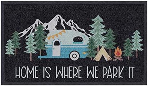 comfoyar Camper RV Door Mat, Home is Where We Park It Camping Door Mat for Campervan Caravan Motorhomes, Decorative Camp Doormat for Indoor Outdoor Front Entrance, 23.6"x 15.7"