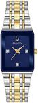Bulova Quadra 98P177 Men's Silver-Tone & Gold-Tone Stainless Steel Band Blue Quartz Dial Watch
