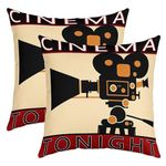 Movie Theater Pillow Covers Home Decor Camera Cinema Poster Director Print Reversible Throw Pillow Covers for Vintage Old Fashion Home Decor Square Cushion Covers Set of 2 22 x 22-Inch