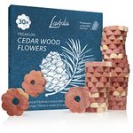 LAVODIA Moth Repellents for Closets: 30x Premium Cedar Wood Flower Rings for Hangers Against Clothes Moths, Natural Moth Repellant for Clothes Closet and Closet Freshener for Clothes, Cedar Hangers