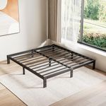 LUKIROYAL Low Bed Frame, 7-Inch Metal Bed Frame Queen Size, Heavy Duty Low Profile Bed Frame with Steel Slats, Easy Assembly Noise-Free Queen Bed Frame No Box Spring Needed - Non-Slip, Black