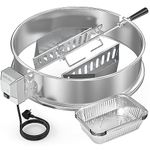 onlyfire BRK-6110 Upgrade Stainless Steel Rotisserie Ring Kit Fits Weber 22-inch Kettle Charcoal Grills,With 2-Pack Charcoal Baskets and 10-Pack Drip Pans,Fits Most Others 57 CM Kettle Grill