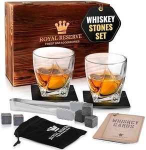 Whiskey Set Gifts for Men - Whiskey Glasses Set of 2 - Stones & Coasters - Birthday Gifts for Men Husband Friend Dad Brother Boyfriend Boss Father in Law - Whiskey Glass Set Bourbon Glass