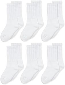 Jefferies Socks Big Boys' Seamless Toe Athletic Crew Socks, 6-pack White, 8-9 1/2(Medium)(Shoe Size 12-6)