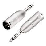 Tisino Mono Jack to XLR Adapter, Unbalanced Quarter Inch 6.35mm TS Male to XLR Male Adapters - 2 Pack