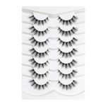 3D Clear Band False EyeLashes Natural Look Cat Eye Wispy Fake lashes Short Supernatural Cross Soft Reusable Lashes 7 Pairs-Happy Heartbeat(No.206)