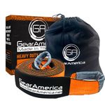 GearAmerica Recovery Tow Strap 4" x 30' | Ultra Heavy Duty 45000 lbs (22.5 US Tons) Strength | Triple Reinforced Loops + Protective Sleeves | Emergency Truck Towing | Free Storage Bag + Strap