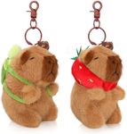 Generic 2 Pcs Capybara Plush Keychain Toy - Cute Capybara Stuffed Animals Dolls Toys,Kawaii Backpack Key Chains Pendant Decoration Birthday Gift for Kids, Brown