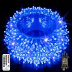 403 FT 1000 LED Fairy Lights Outdoor Super Long Christmas Lights Mains Powered Waterproof String Lights Plug In with Remote Timer 8 Modes for Outside Garden Wedding Party Indoor Decoration Blue