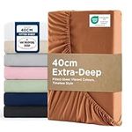 Bedsure Super King Fitted Sheet Deep - Bed Sheets Extra Deep Pocket 16 Inches (40 cm), Soft Brushed Microfiber for Super King Bed, Dusty Orange, 180x200cm