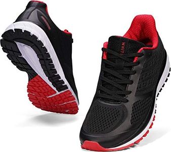 Joomra Whitin Men's Supportive Running Shoes Cushioned Athletic Sneakers, Black Red/Mesh, 9.5