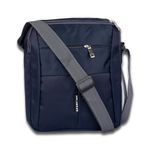 SKAIV Nylon Sling Cross Body Water Resistance Travel Shoulder Bag | Work Business Messenger Bag with Adjustable Strap for Men Women (Navy Blue)