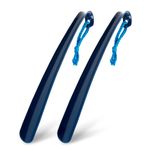 Blue Badge 43cm Shoe Horn, Extra Long Handled Navy Plastic Shoe Horn for Taking Boots on and off with Comfort Grip, Long Shoe horn for Men, Women - Pack of 2