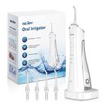 Sejoy Water Flossers for Teeth, Water Flosser Cordless, with Charging Station, Gum interdental Cleaner 2023, Rechargeable Portable, Oral Irrigator for Braces, 3 Modes and 4 Tips, IPX7 Waterproof