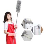 Dusters for Cleaning, Retractable Microfiber Gap Dust Cleaner with Extension Pole 30'' to 100'', Reusable Bendable Long Handle Feather Duster Kit for Cleaning High Ceiling Fan, Furniture, Blinds, Car