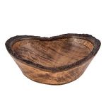 Divit Shilp Natural Wooden Tray, Serving Bowl for Salad, Veggies and Fruits, Large Deep Tray for Family, Party. (Bark Edge Wavy Bowl)