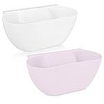 Navaris Hanging Kitchen Waste Bins - Over-Cabinet Garbage Bowl Holder Trash Containers to Collect Counter Food Scraps Compost - Set of 2 in White/Pink