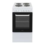 Willow WE50SSW 62L Freestanding Electric Cooker, 50cm Wide Single Cavity Cooker with Solid 4 Zone Plate Hob, 2 Year Warranty - White