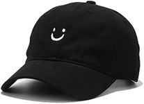 Umeepar Smile Face Baseball Cap for Women Men Adjustable Low Profile Unstructured Cotton Dad Hat (US, Alpha, One Size, Black)