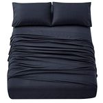 Home Beyond & HB design - 4-Piece Bed Sheets Set (King Size, Black) - Premium Hotel Quality Bedding Sheets - Breathable Ultra Soft Brushed Microfiber - 16 Inches Deep Pocket, Wrinkle Fade Resistant