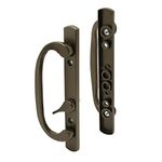 Prime-Line C 12807 Mortise Style Sliding Patio Door Handle Set - Replace Old or Damaged Door Handles Quickly and Easily – Bronze Diecast, Non-Keyed, Fits 3-15/16” Hole Spacing (1 Set)