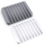 2 Pack Silicone Soap Saver, Soap Dish Soap Holder Accessory - White/Grey