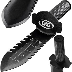 CKG Metal Detecting Shovel for Digging Heavy Duty Double Serrated Edge Digging Tool Trowel for Gardening, Camping, Landscaping, Treasure Hunting, Metal Detector Accessories