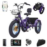 CroSight 2.0 Electric Tricycle for Adults, 20"x4" Fat Tire Folding Electric Trike, 48V 20.8Ah Long-Range Battery, Bluetooth Speaker, USB Port, 20MPH 75KM 7 Speed, 3 Wheel E-Trike