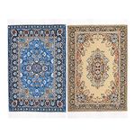 iLAND Miniature Dollhouse Accessories Vintage of Carpet for Dollhouse Furniture on 1/12 Scale and 3” - 12” Dolls, Woven Dollhouse Rugs 6” x 3.8”(2pcs Brilliance)