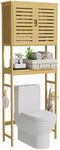 Medla Bathroom Storage Shelf Cabinet: Bamboo Over-The-Toilet Washing Machine Organizer Rack Free Standing Shelving Unit 63x27x174cm