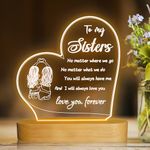 CooPark to My Sister Gift, Love You Forever Sister Night Light Girls Room Decoration LED Table Lamp from Bestie Partner Brother, Friendship Souvenir Birthday Present for Women Lady Her