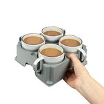 muggi 4 Cup Holder - Reusable Non Spill Drink Holder - Portable Drink Caddy for Motorhome, Caravan, Camping - Mobility Aid Cup Carrier - Hot Drinks Tray, Tea, Coffee & Bottle Holder - Graphite Grey