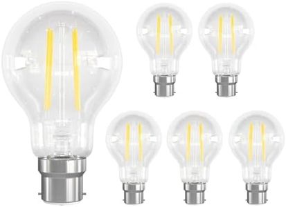 LUTW LED Edison Light Bulb Bayonet 60W Equivalent, B22 LED Bulbs 6W 690LM, Energy Saving Light Bulbs Warm White 2700K Non-Dimmable, for Home Indoor Lighting, Pack of 6